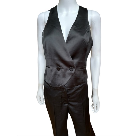 Jason Wu Black Satin Vest and Wide Leg Pants Set, NWT, Size 6 - Picture 3 of 16